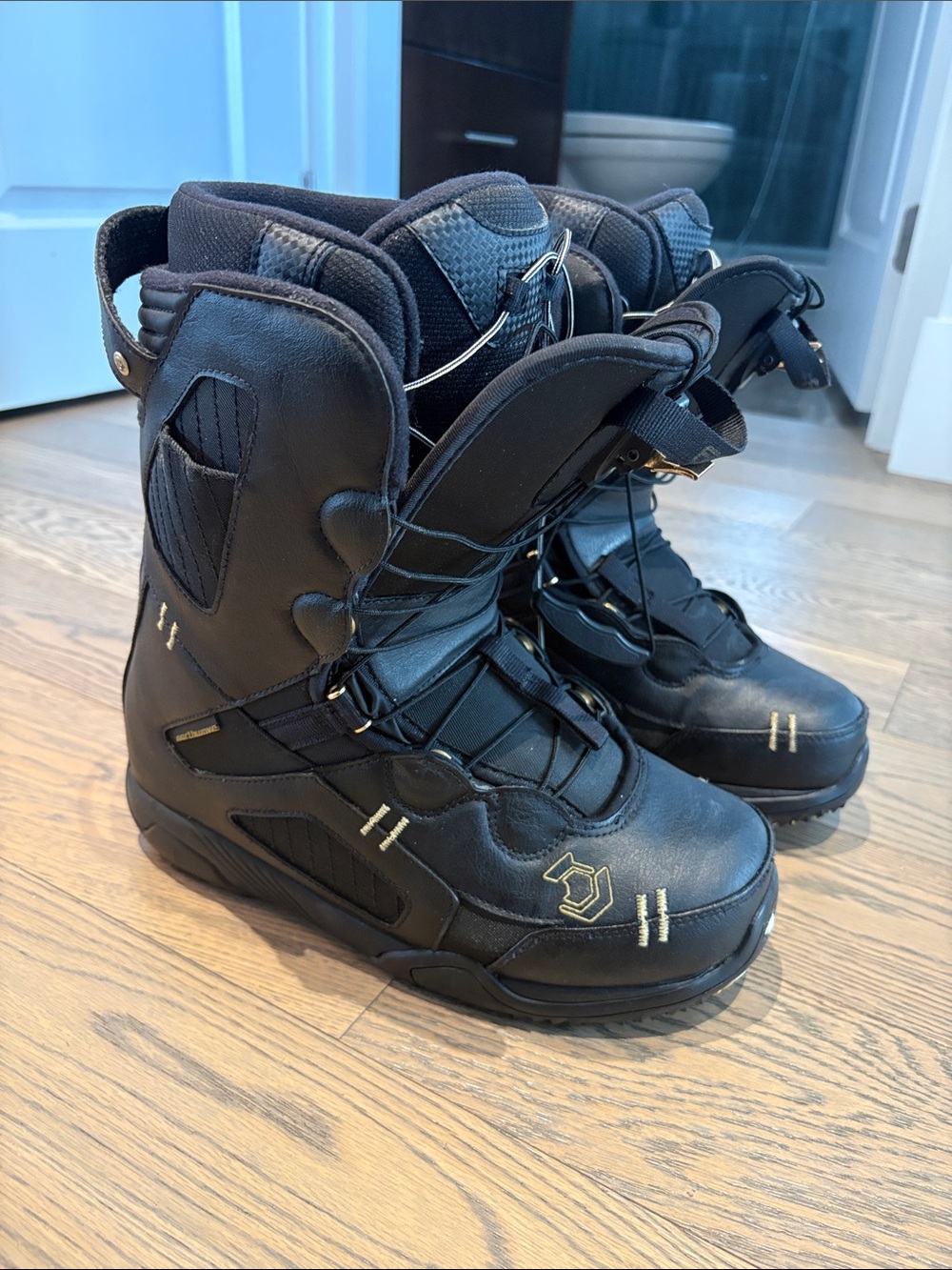 Black Snowboard Boots with Yellow Accent